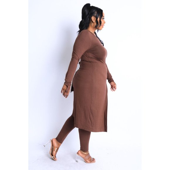 Women's Casual Unbalance Top And Matching Leggings Sets Plus Size Curvy 1X 2X 3X - Picture 9 of 14